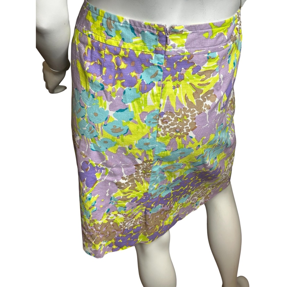 Talbots Garden Floral Canvas Skirt Size 8 Purple Cotton - Picture 6 of 13